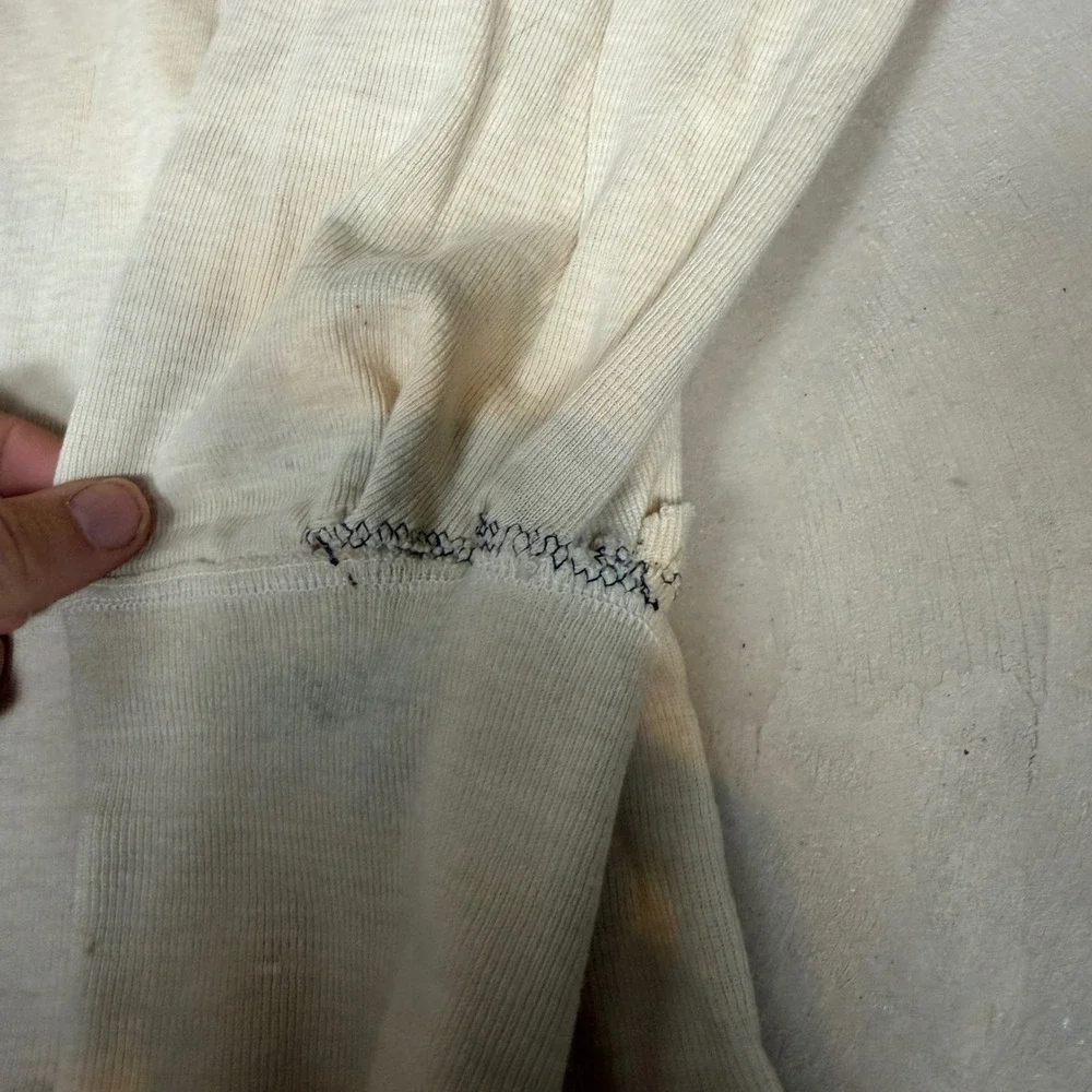 70s vietnam military issue Winter Undershirt Wool Cotton Henley Named Large